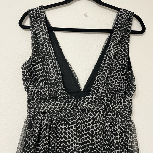 YA Los Angeles Black White Animal Print Boho V Neck Empire Waist Maxi Dress M - Picture 3 of 7